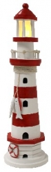 Leuchtturm ca. 40 cm x Ø: 11 cm rot / weiß Beleuchtung